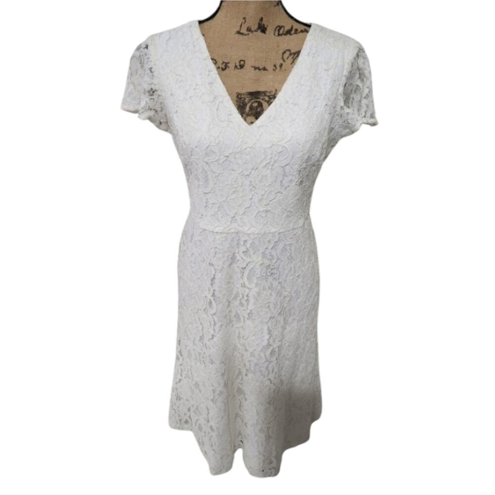 Ralph lauren white lace beach wedding special occasion dress size 6P Petite New!